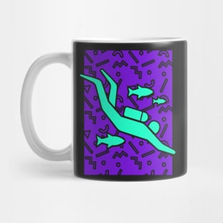 Rad 90s Scuba Diver Pattern Mug